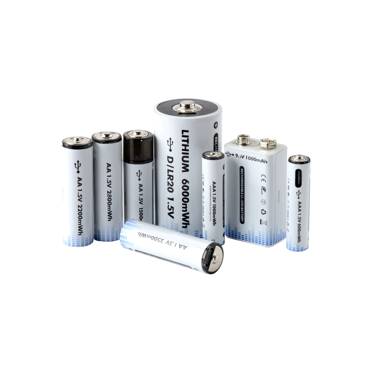 Перезаряжаемая литий-ионная батарея AA 1 5 V 9V Type-c USB