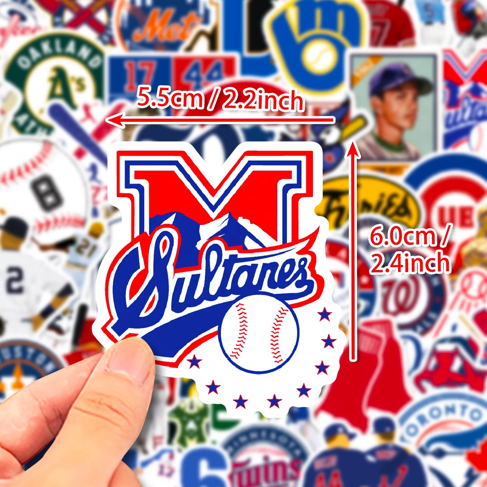 50pcs Baseball League Stickers, Cute, Waterproof for Laptops,  bottles,  Luggage, Cars,  Gift Favors & Decor, T01040499