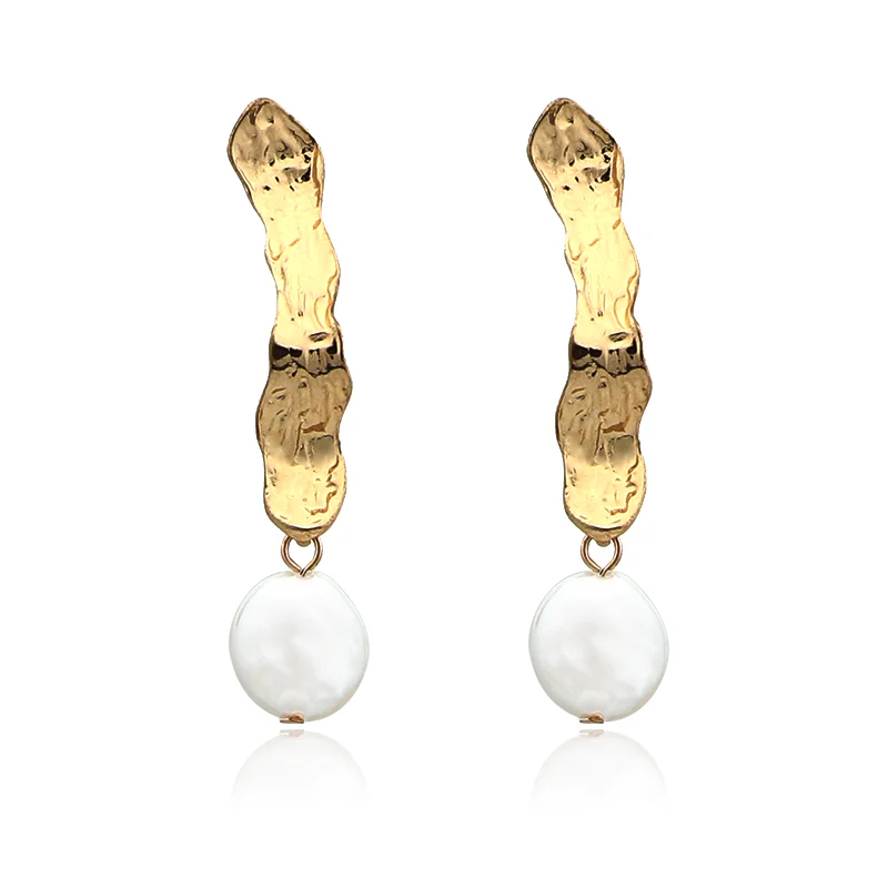 V&R schmuck for women gold metal triangle hoop bamboo texture gold plated small hoop earring