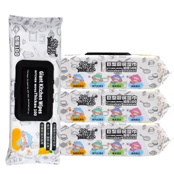 Wholesale Oem High Quality 100pcs Per Pack Disposable Kitchen Wipes Oil Remover Kitchen Cleaning Wet Wipes