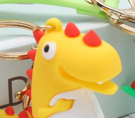 2019 New Design Ready To Ship 3d Pvc Cartoon Dinosaur Keychain