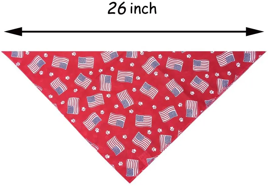 American Flag Pet Bandana Doule Layer Durable Polyester Custom Printed Dog Bandana Sublimation Print with Logo Triangle Dog Band