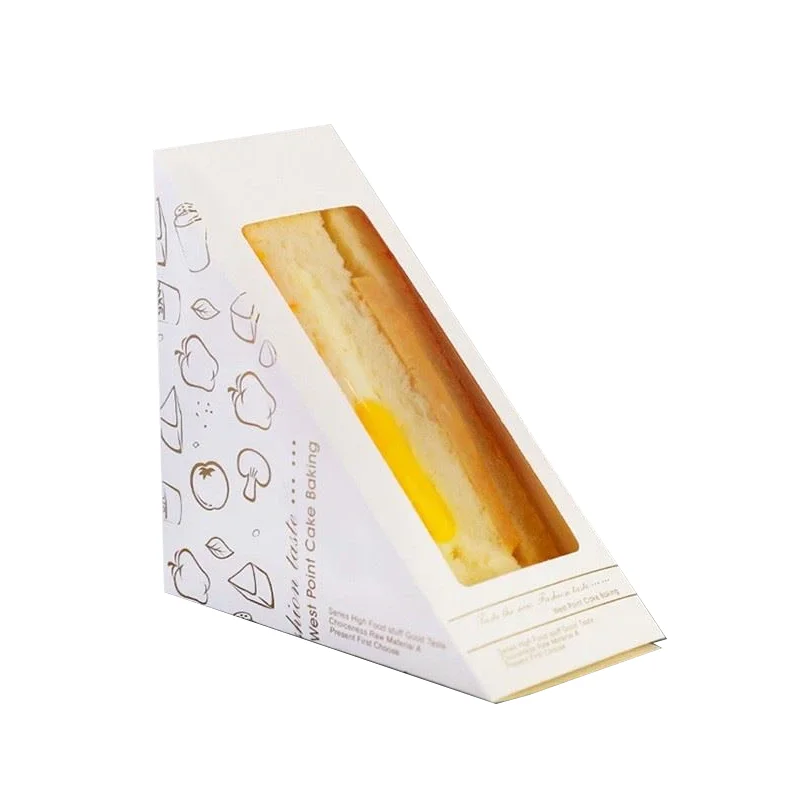 Wholesale Food Package Bread Sandwich Container Paper Boxes Custom Triangle Sandwich Packaging Box