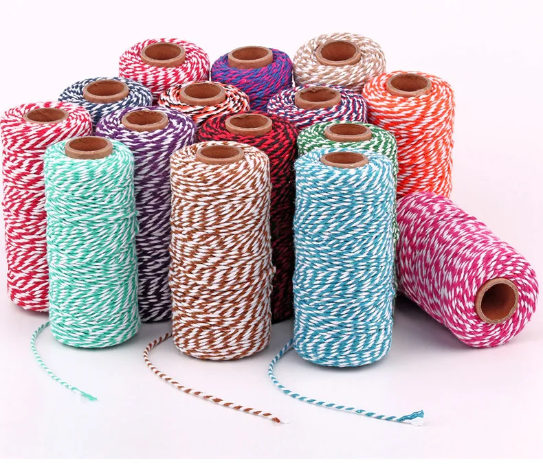 
2mm 100m/Roll Cheap Rope Candy Color Cotton Cord for Sale 