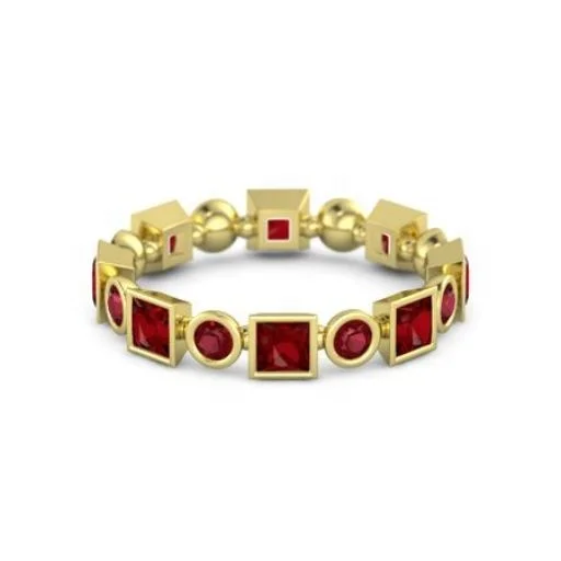 14K Yellow Gold Plated Factory Wholesale 925 Sterling Silver Synthetic Ruby Ring