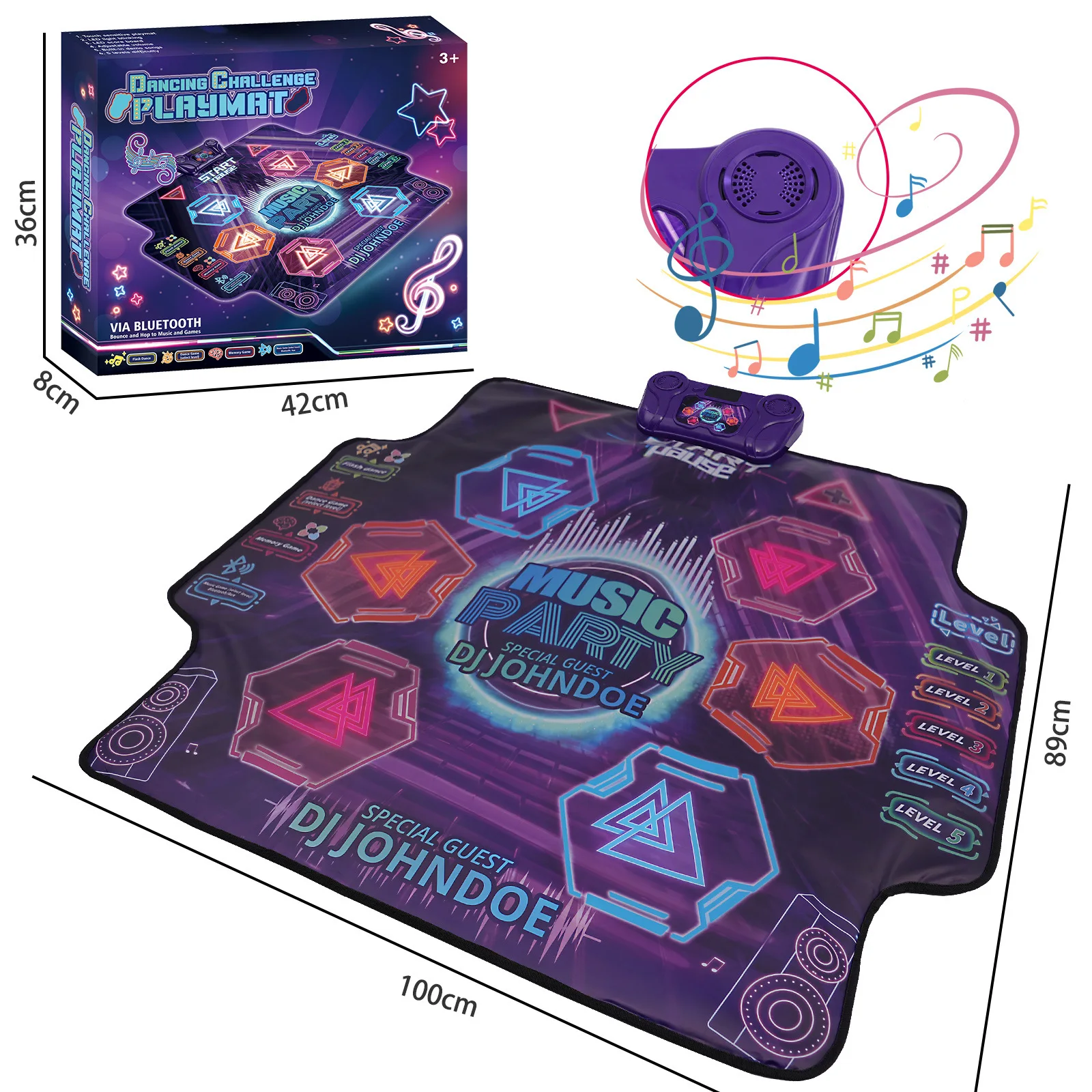 Dance Mat Toys for 3-12 Year Old Kids Electronic Dance Pad with Light-up Wireless Bluetooth Birthday Toys Gifts Music Blanket