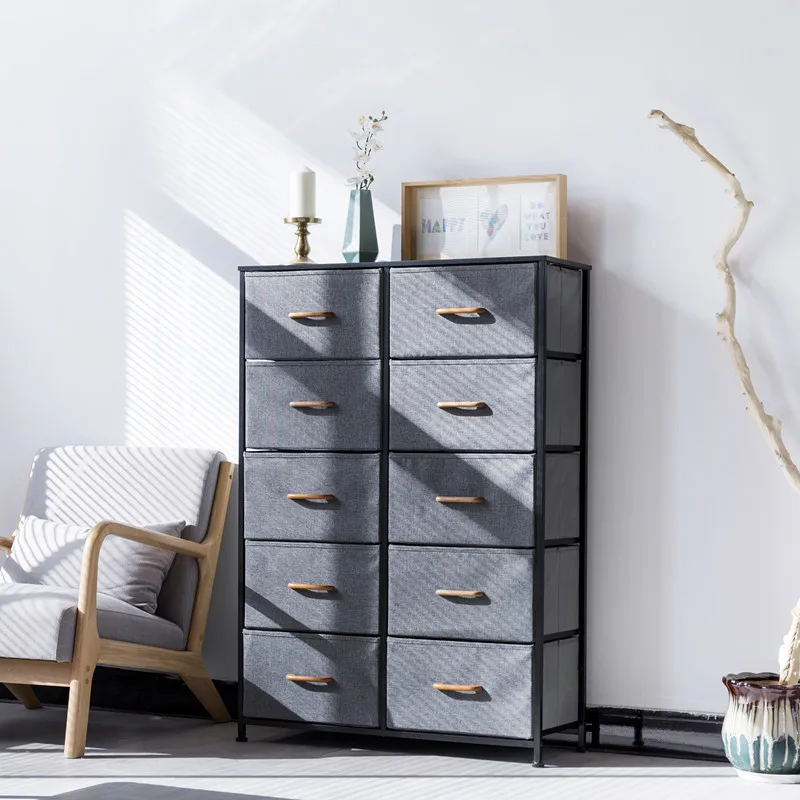 Manufacturers wholesale minimalist home cabinet 10 drawer fabric drawer dresser storage tower