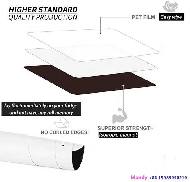 Soft Magnetic Marker Board PET Children Wall Sticker Foldable magnet dry eraser whiteboard