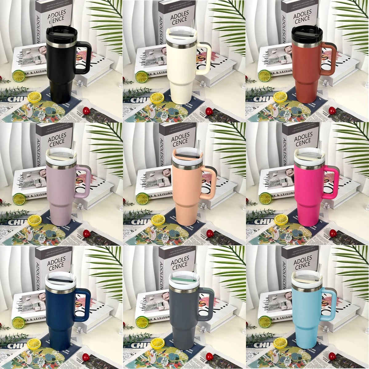 Custom logo 40 oz cup adventure h2.0 tumbler 40oz stainless steel insulated tumbler outdoor mug with lid handle and straw