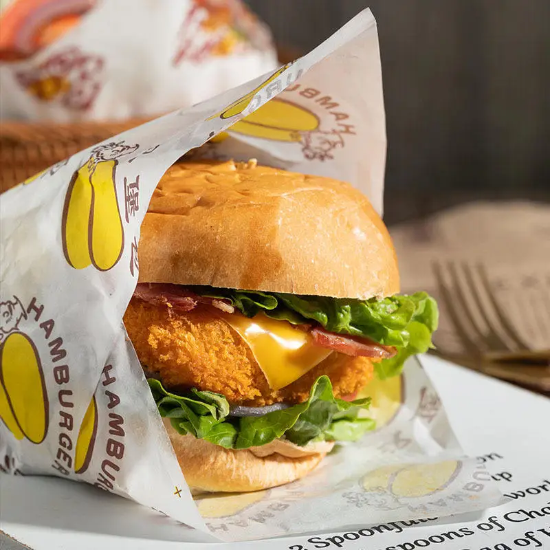Eco-friendly wrapper Food and Deli Wrapping Greaseproof Paper Sheets 12Inch Deli Wax Paper with Custom Logo Printed