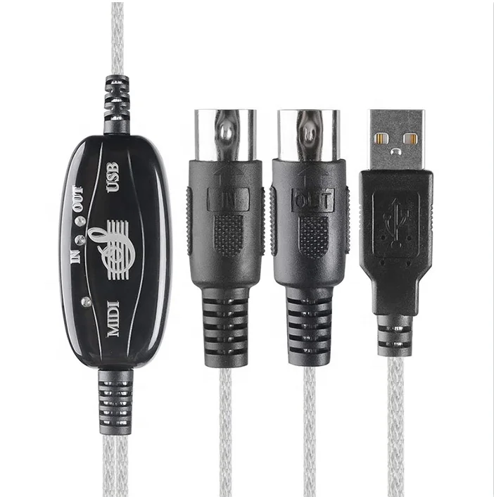Миди-кабель для клавиатуры компьютера USB конвертер музыкальной студии миди-кабели черный