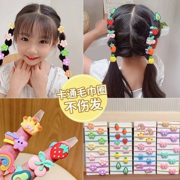 Wholesale Candy Color Elastic Rubber Band Animal Bow Flower Fruit Ice Cream Hair Ties For kids