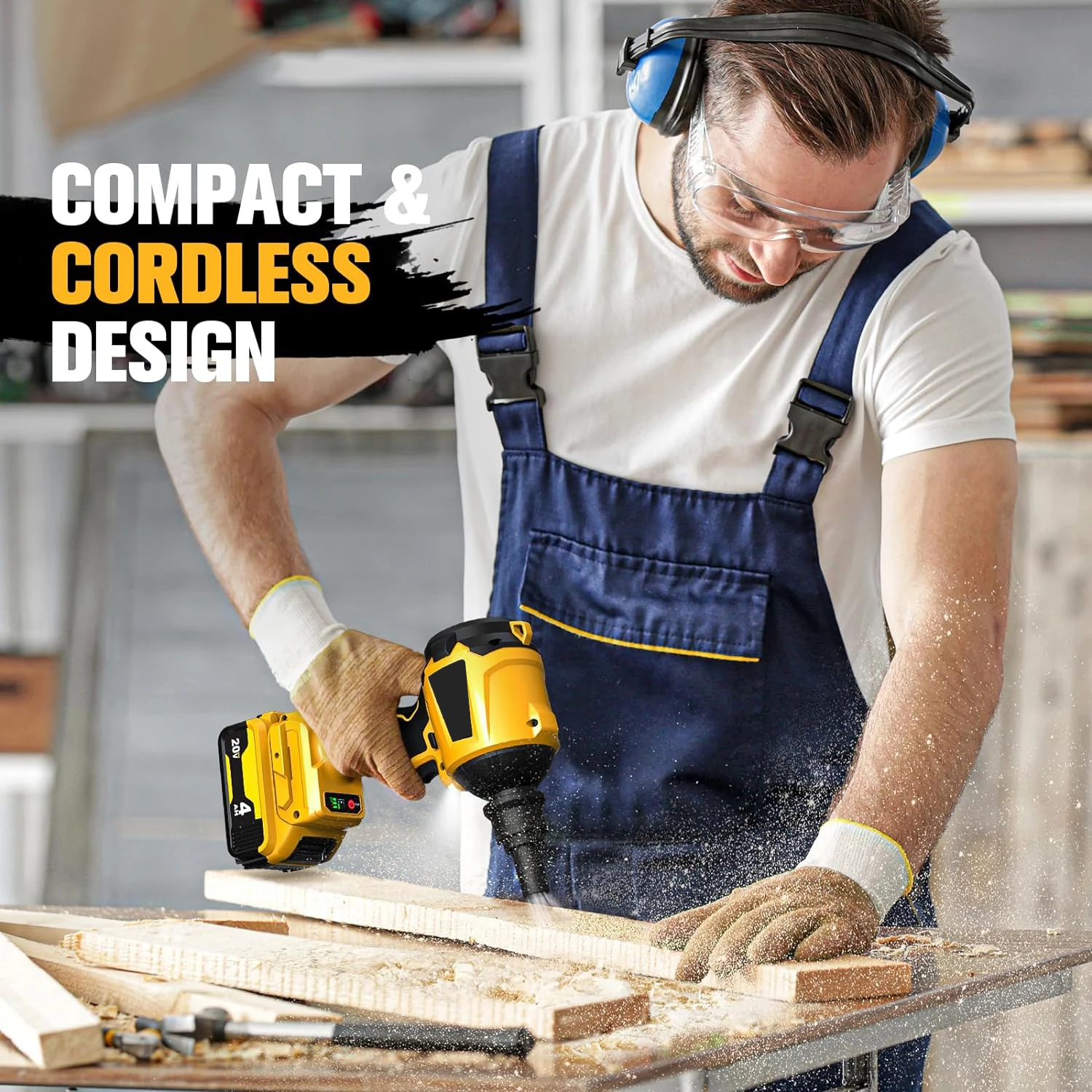 Cordless Dust Blower for Dewalt 20V Battery, Leaf Blower Brushless Handheld Blower Sawdust Blower 447 MPH/39 CFM