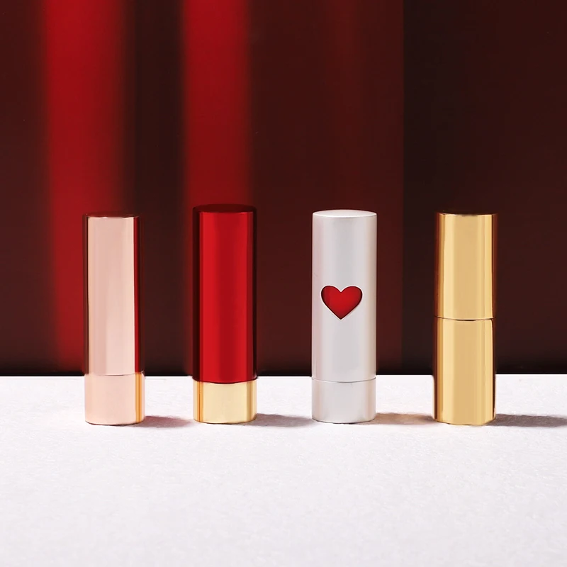 Wholesale Customized Luxury Aluminum Lipstick Tube Round Transparent Recyclable Lip Gloss With Big Brush For Lipstick Packing