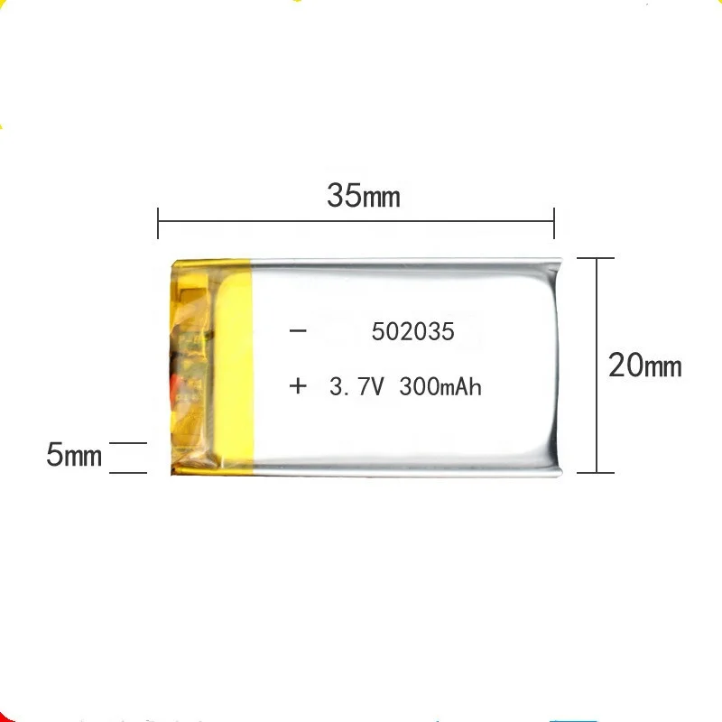 Factory Wholesale 3.7v 300 mah li-polymer battery 502035
