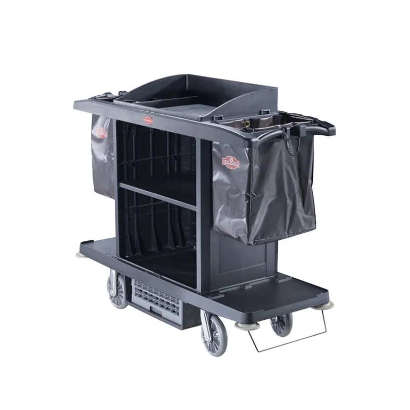 SFC-01 Plastic Hotel Room Service Utility Cleaning Maid Cart High Capacity Housekeeping Trolley Equipment