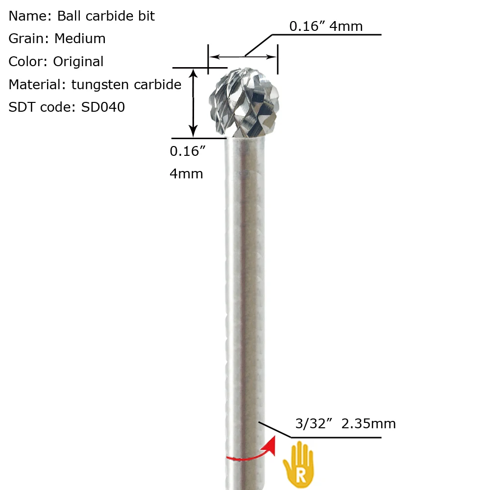Ball round medium grain carbide nail drill bits set ready to ship