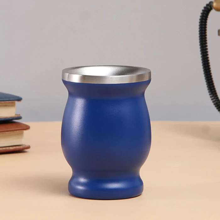 8oz Argentina Mate Gourd Cup Double Wall Stainless Steel Vacuum Insulated Yerba Mate Cup Thermal Tea Mug With Bombilla Straw