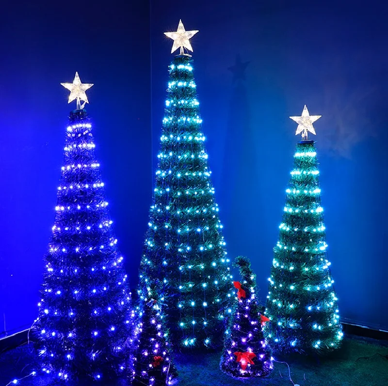 New Arrival Easy Assembly Foldable Artificial Christmas Tree with Star IP65 RGB Christmas Trees for Home Apartment Party