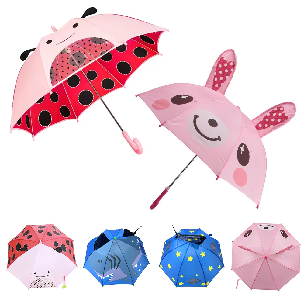 OVIDA With Ears Cartoon Children Customized Photography Lovely Lady Bug Umbrella 3D Animals Kid Umbrella with Logo Print