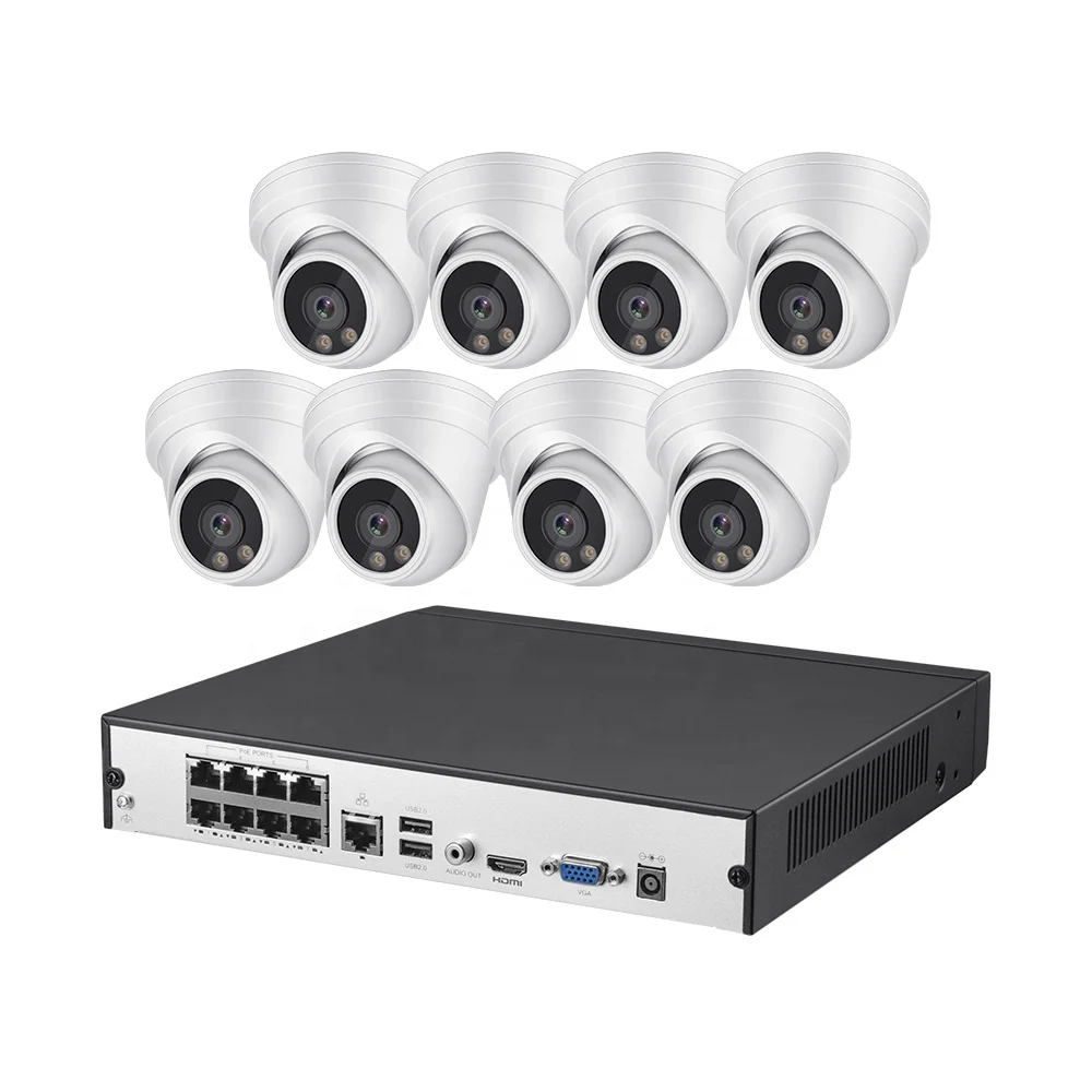 ready to ship poe nvr cctv system 8ch PoE 5mp 8mp 8channel Surveillance System colorvu kit cctv outdoor cctv microphone kit