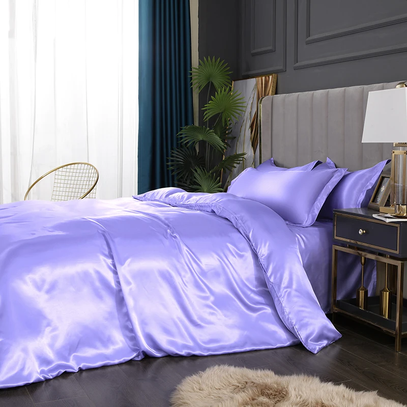 Satin Silk 4Pcs Bed Sheet Clip Bed sheet Elastic Fastener Mattress With Duvet Cover Bedding Set