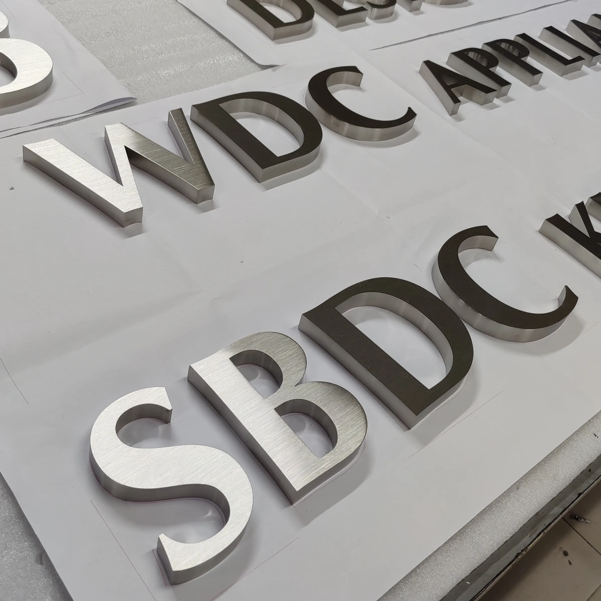 Stainless steel 3d signs brushed metal silver alphabet letters aluminium channel letter for salon shop signs