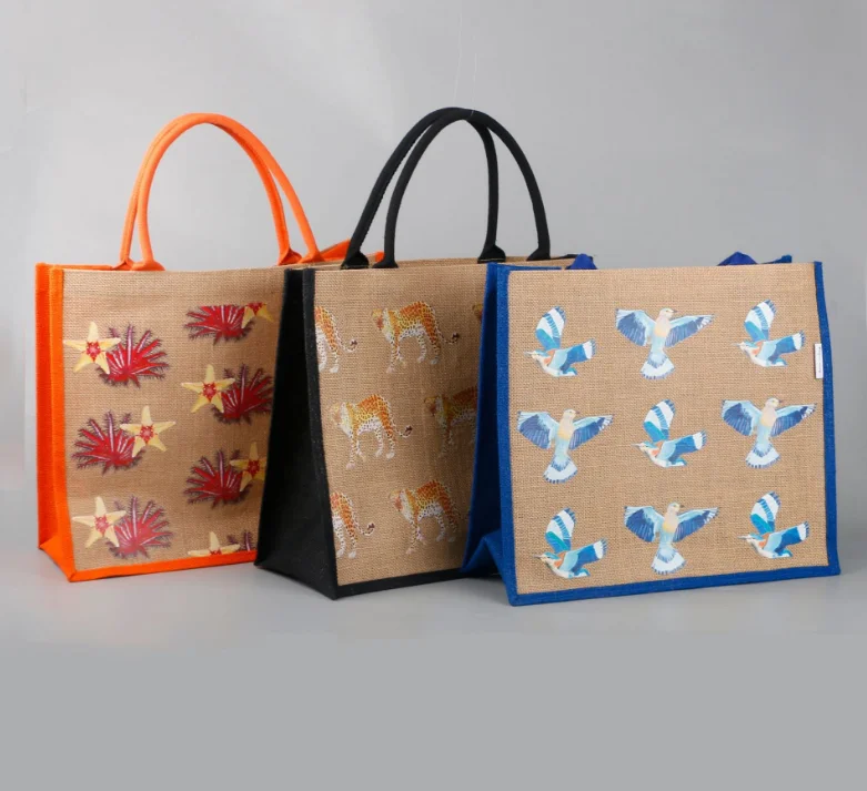 Custom Full Print Joint Jute Tote Shopping Bag