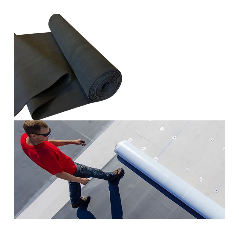 Roofing Maintenance EPDM Rubber Sheet Roofing Building Material 1.2mm EPDM Rubber Membrane Waterproofing Roll