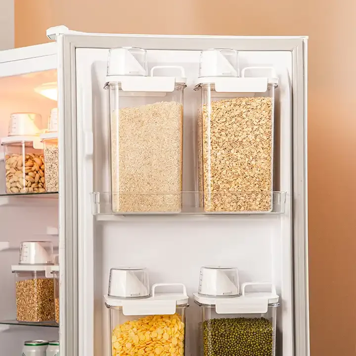 Large Capacity Plastic Seal Food Storage Boxes Dry Food Cereal Storage Container Leak Proof Grain Storage Can With Measure Cup