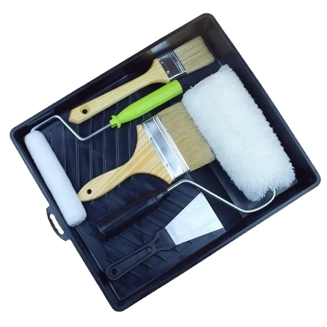OEM China manufacturer paint kits 5pcs set tray paint roller brush paint tools DIY HOUSE wall decoration tool