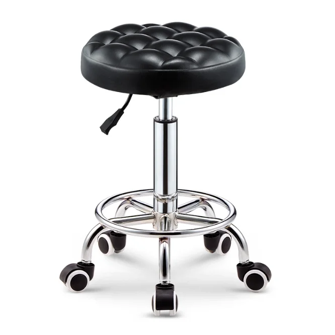 Modern Design Swivel Round Stool Stylish Cheap Bar Chair with Pulley for Barber Lab Reception or Outdoor Gym Use