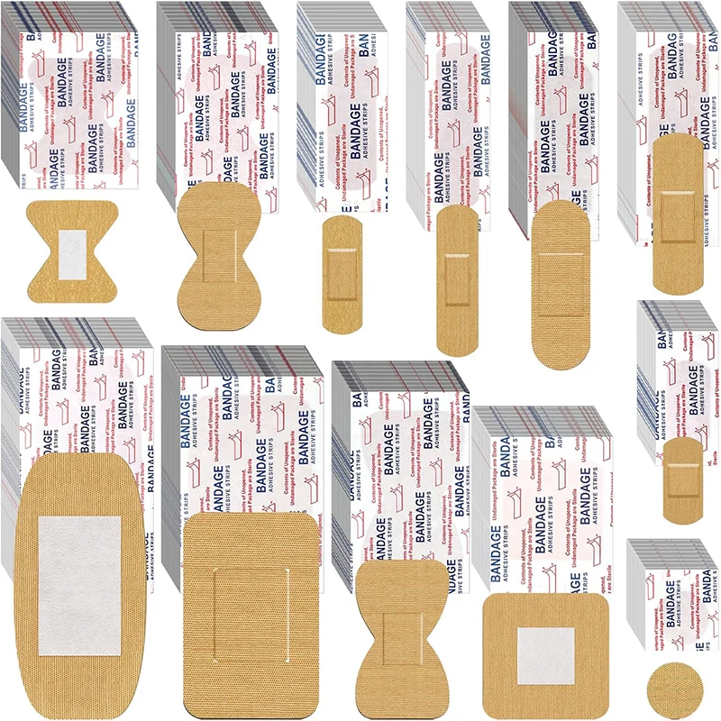Fabric Adhesive Bandages Variety Pack Bulk Band aid Assorted Sizes Flexible Breathable Patch Wound Plaster