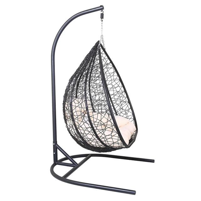 Double Seater Indoor or outdoor use courtyard patio wicker rattan hanging swing lounge chair with stand