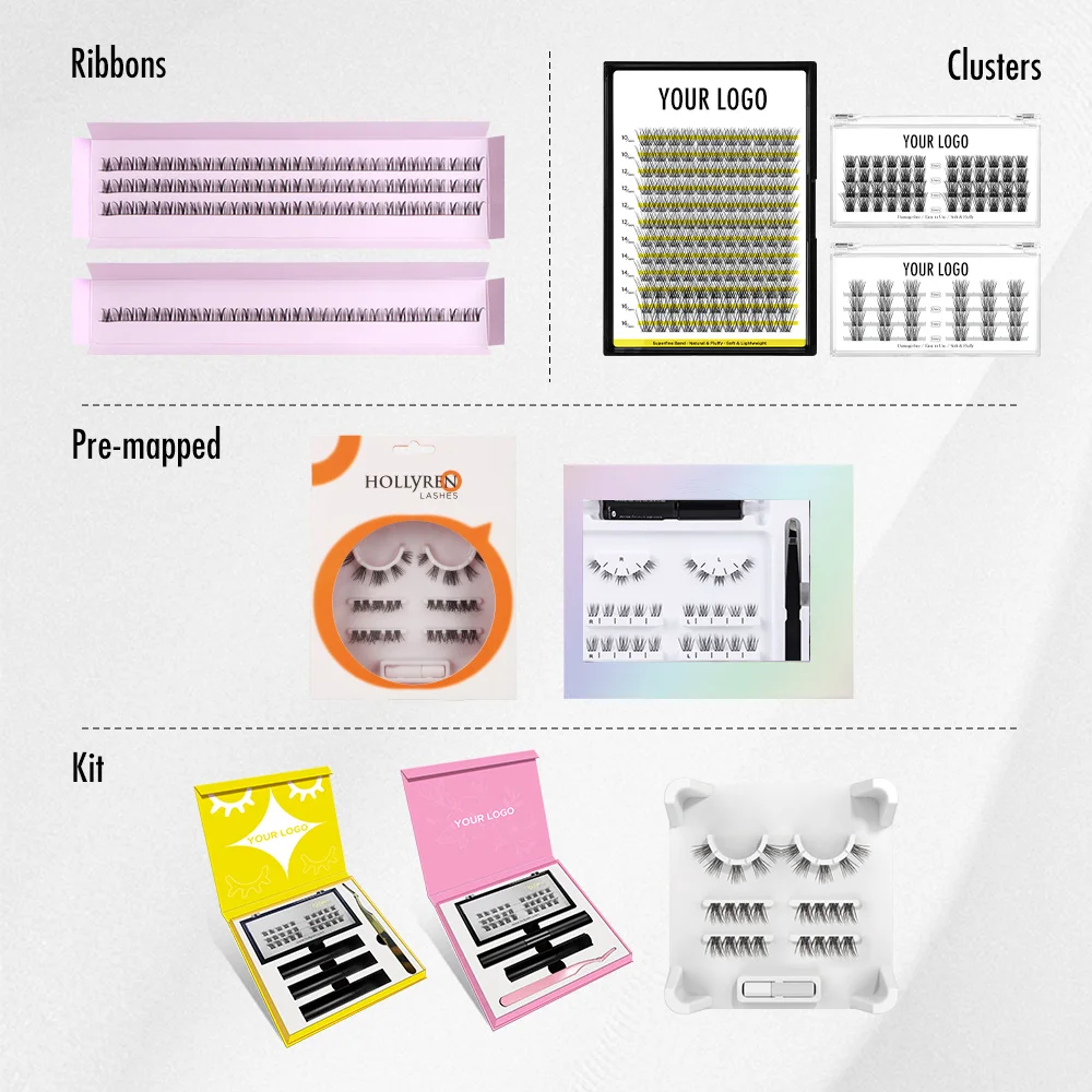 Wholesale Flat Band Fluffy Pre-Cut Segment Cluster Lashes Cat Eye Styles Professional Diy Individual Eyelash Extension