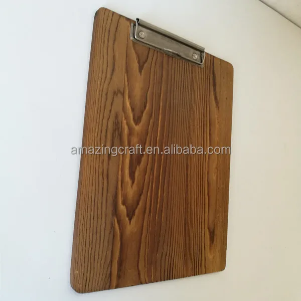 Wood Menu Boards Holders with Stand Base A4 Size Stained Color OEM Logo Engraved