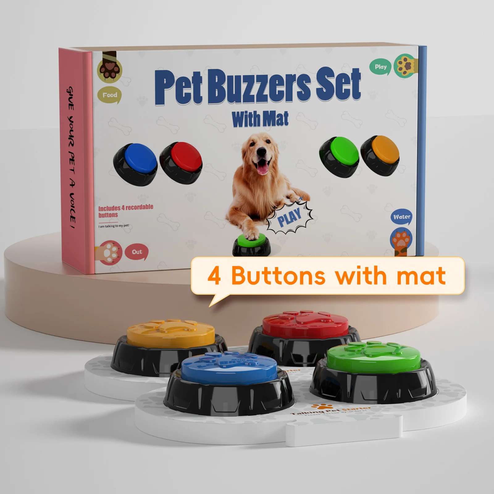 Customized Private Label Recordable 30s Communicate Talking Button Set High Quality ABS Buzzers for Training Pet Dog