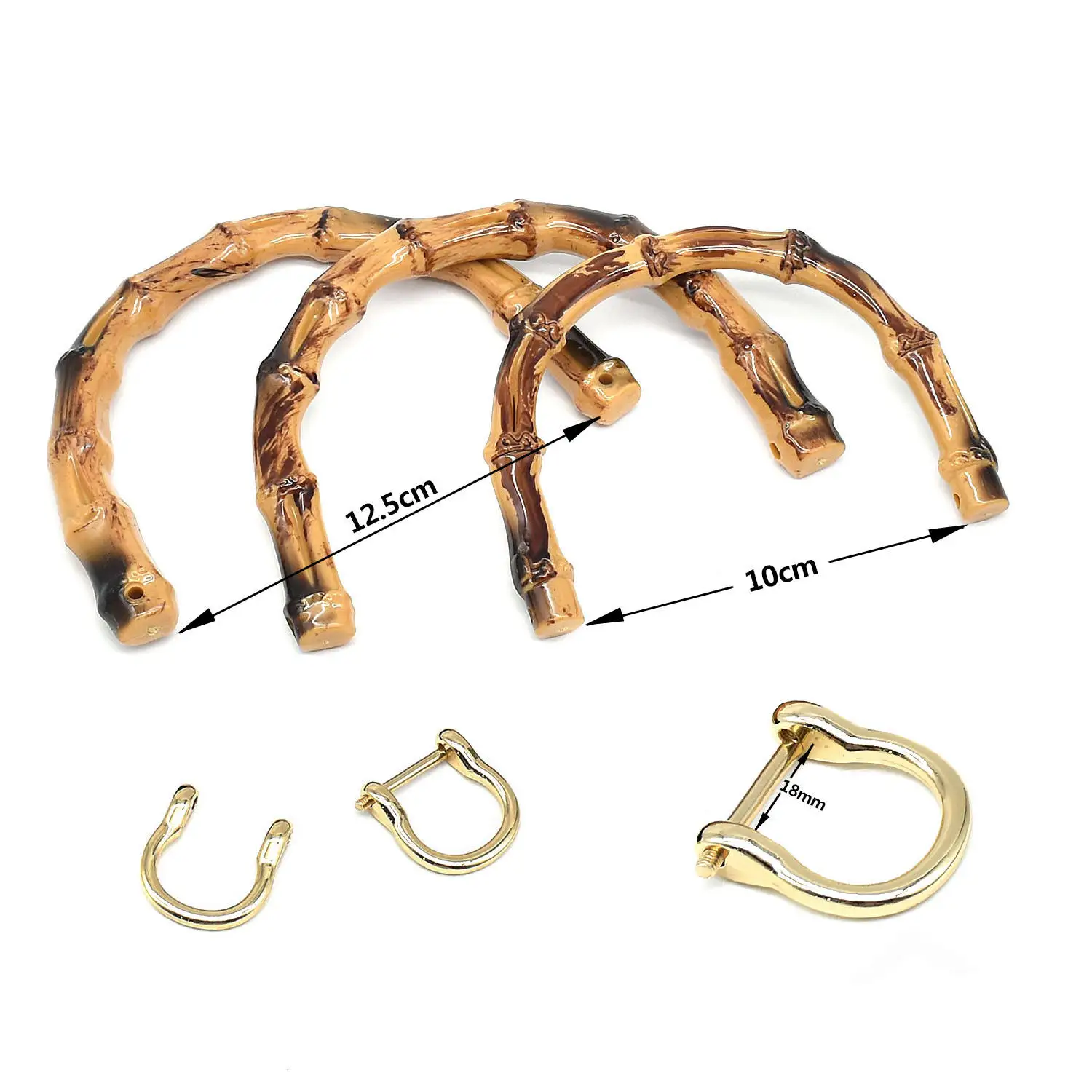 Handbag Wooden Handle Resin with metal D ring base Wholesale Bamboo Handle with Deep Color