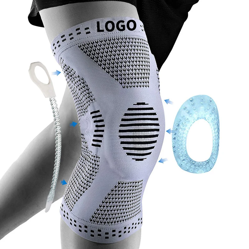 
Professional Custom Silicone Knee Compression Sleeve Pain Relief Support Knee Brace for Sports, Running, Knee Arthritis 