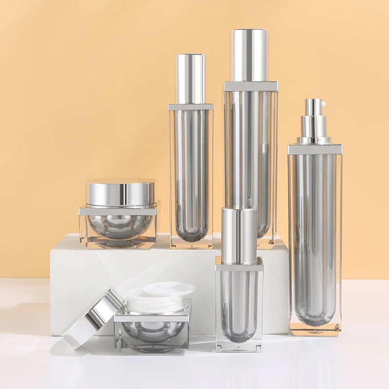 Spot cosmetic set bottle Acrylic 50ml plastic bottle silver essence high-grade cream bottle