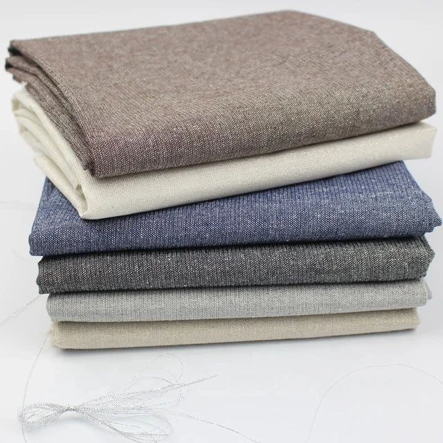 
Yarn dyed silver silk hemp polyester cotton fabric used for clothing 
