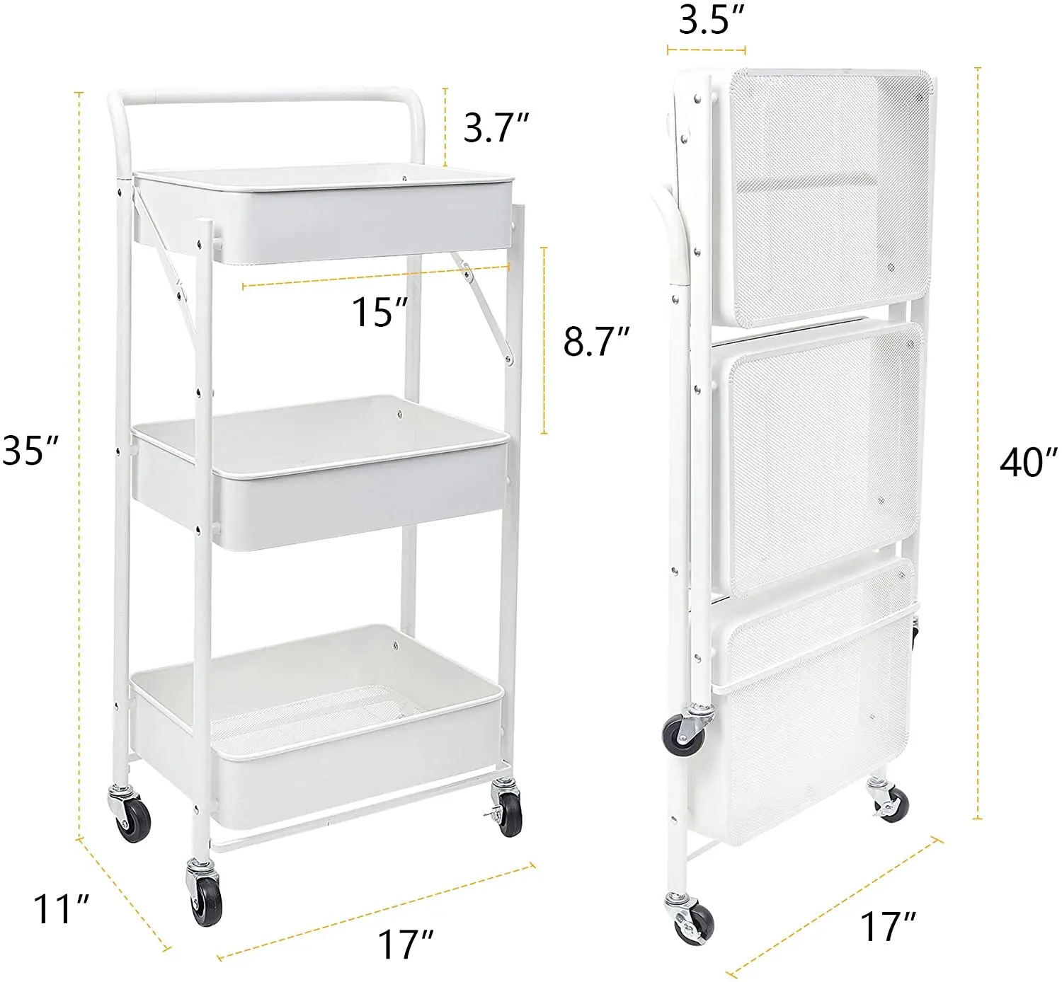 Bathroom Salon Spa Organization Metal Mobile Cart Rolling Serving Storage Standing Shelf foldable Kitchen Trolley.