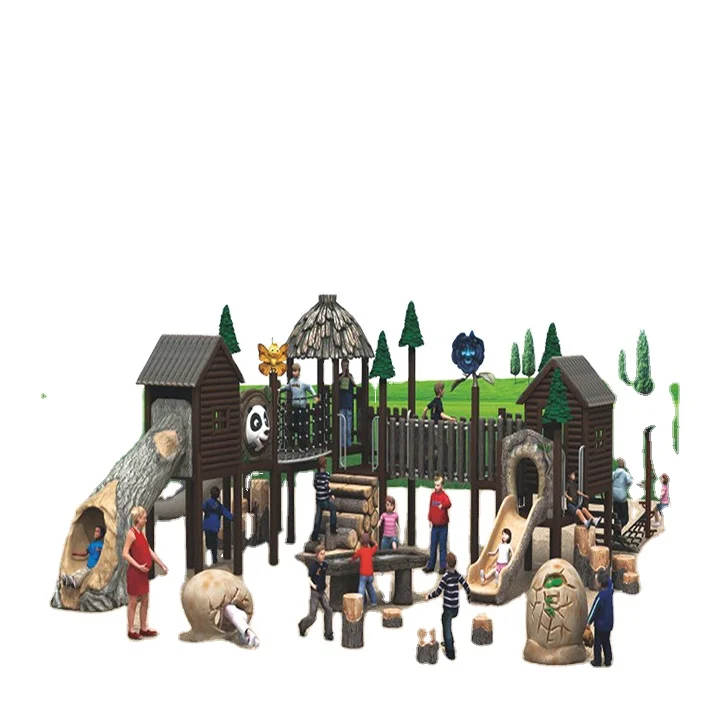 Commercial swing sets Wooden Playground baby equipment plastic Amusement Park large wood Slide