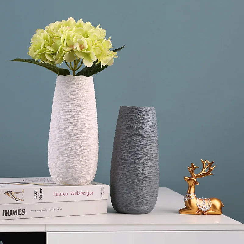 Nordic minimalist plain embryo ceramic vase decorations, dry flower arrangements, creative art, living room, TV cabinet, desktop