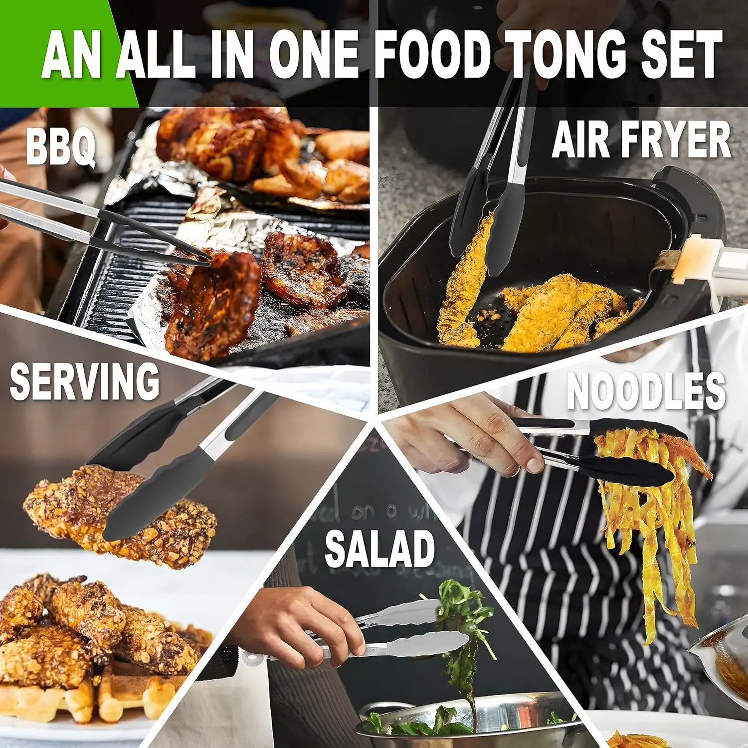 Silicone Kitchen Utensils Serving Tongs Cooking Utensils Food Tongs Stainless Steel Locking BBQ Kitchen Tongs With Silicone Tips