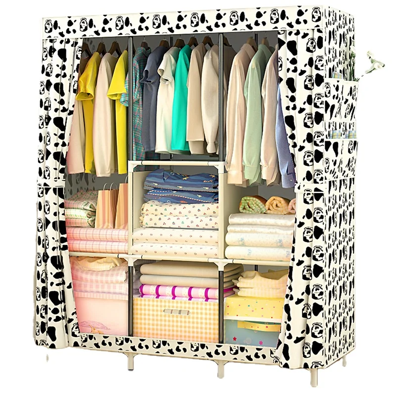 cloth wardrobe thick solid wood portable super large bold 1.8 meters color cabinet Assembled shelf bedroom clothes hanger girls