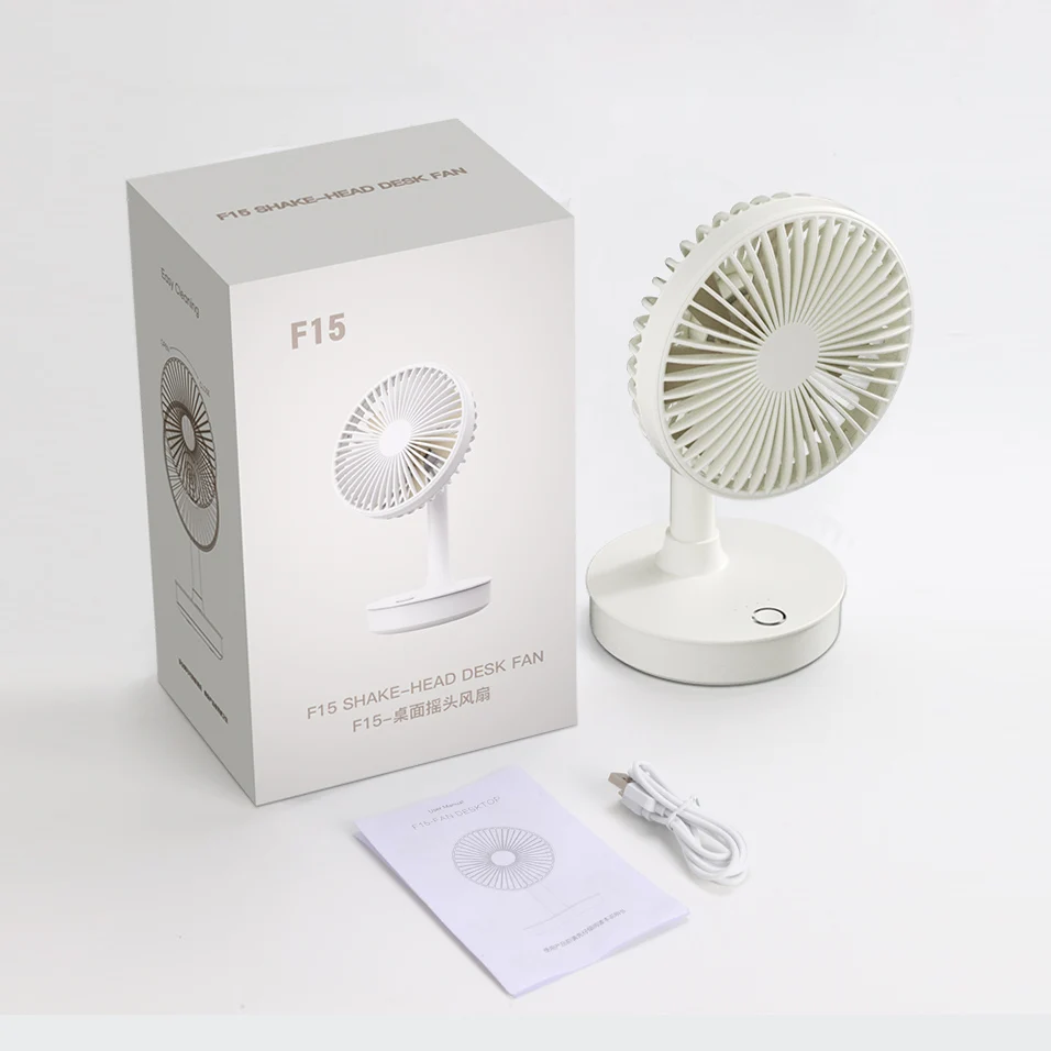 Household Rechargeable Portable Control Three Wind Table Fan Multi-Function Automatically Oscillating Desktop Fan