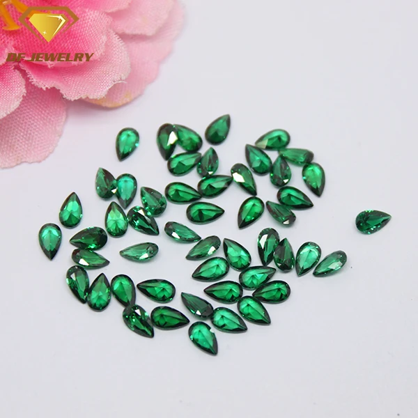 Synthetic Green Color Gemstone Round Brilliant Cut Nano Green