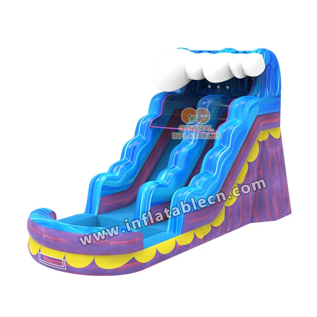 Big bule  wave water slide Children Cheap Tropics Palm Tree Adult Kids Commercial  Inflatable Water Slides Pool For sale