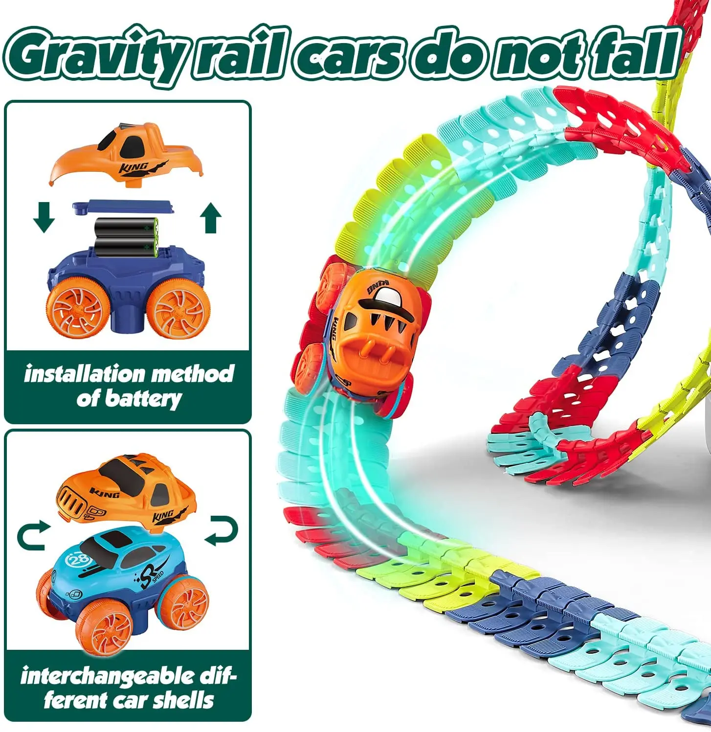 DIY assembled flexible track BO racing car zero gravity electric car track flexible changeable track roller coaster toy